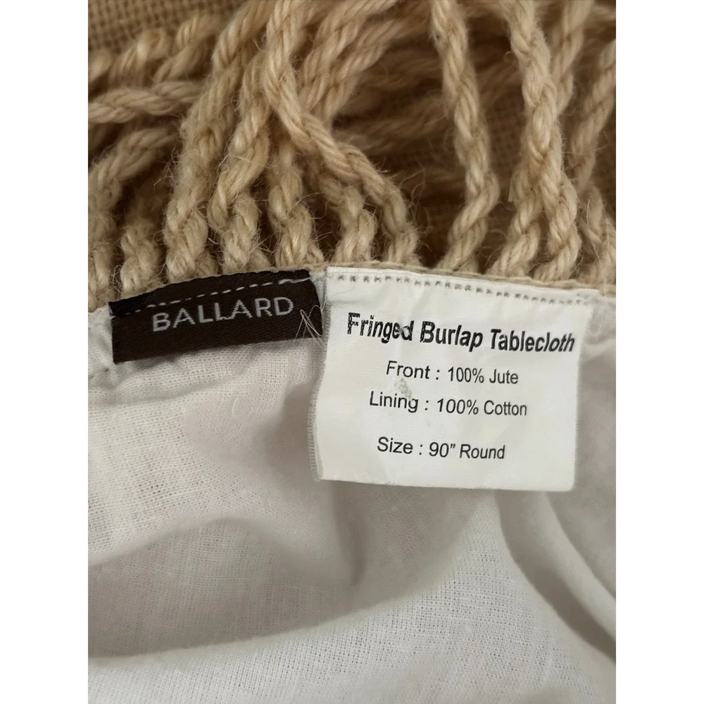 Ballard Discolored Crafts Fringed Burlap Tablecloth 90